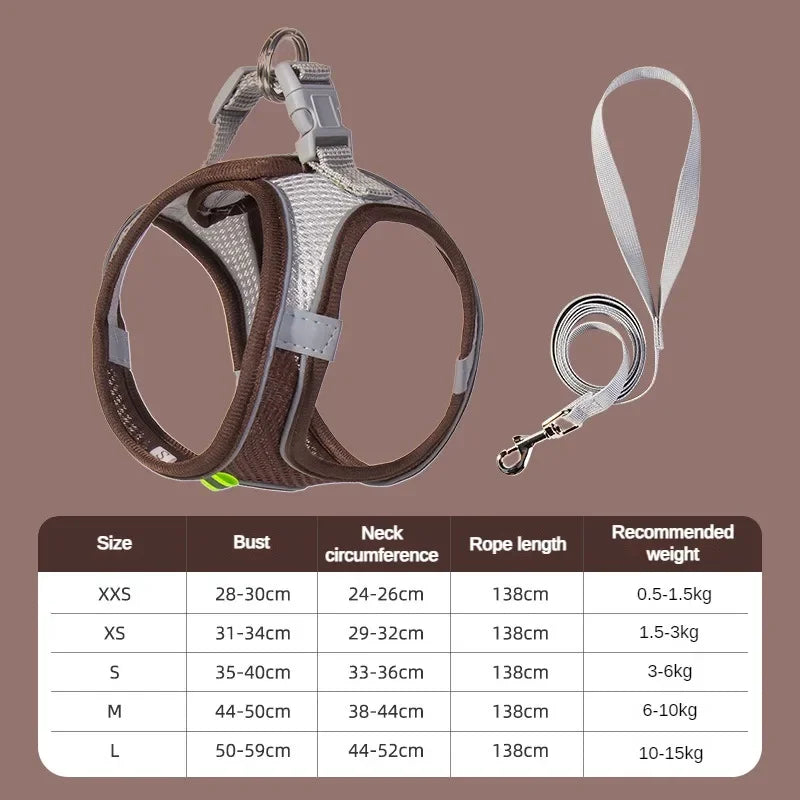 Puppy Harness Set Dog Accessories Adjustable Puppy and Cat Harness Vest French Bulldog Chihuahua Small Dog Collar Pet Leash Dogs