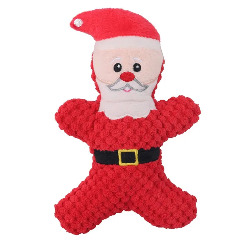 Pet Dog Plush Noise Chewing Toy Santa Elk Gingerbread Man Donut Cat Dog Christmas Series Cartoon Dog Toy Plush Squeak Pet Toy