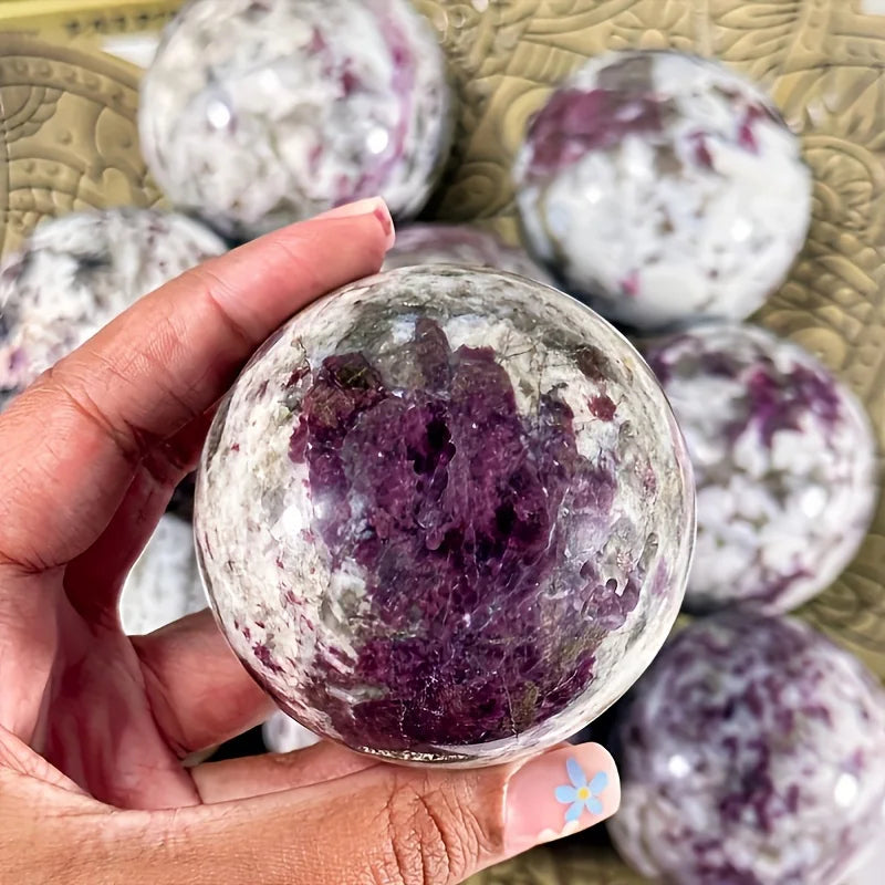 1PC plum blossom tourmaline ball, creative crystal gift, Home Decor and Gift for Valentine's Day