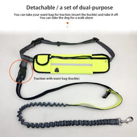 Pet Dog Leash Running Multi-functional Belt Bag Harness Collar Jogging Leading Adjustable Leashes Reflective Traction Belt Rope