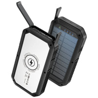 10,000mAh Solar Power Bank with Wireless Charging, Type-C Input, 3 USB & Type-C Outputs, LED Light for Outdoor Camping Travel