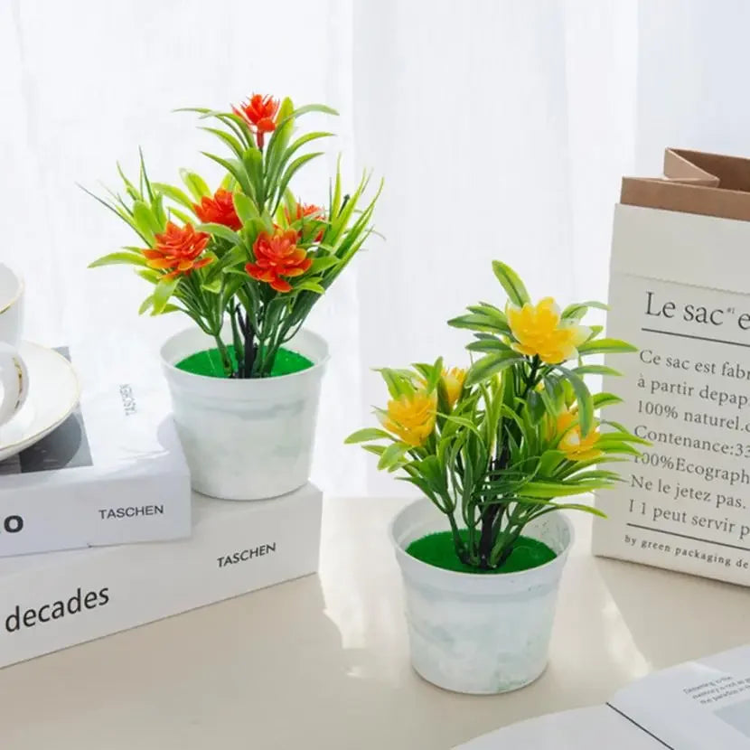 Artificial flowers Bonsai Vase for Home Decoration Mini Potted Festival Wedding Ornamental Flowerpots Bathroom Windowsill Plants