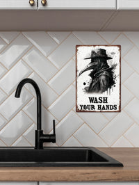 Putuo Decor, 1pc Doctor Schnabel Tin Sign, Retro Wash Your Hands Wall Art for Home Toilet Washroom Rest Room Bathroom