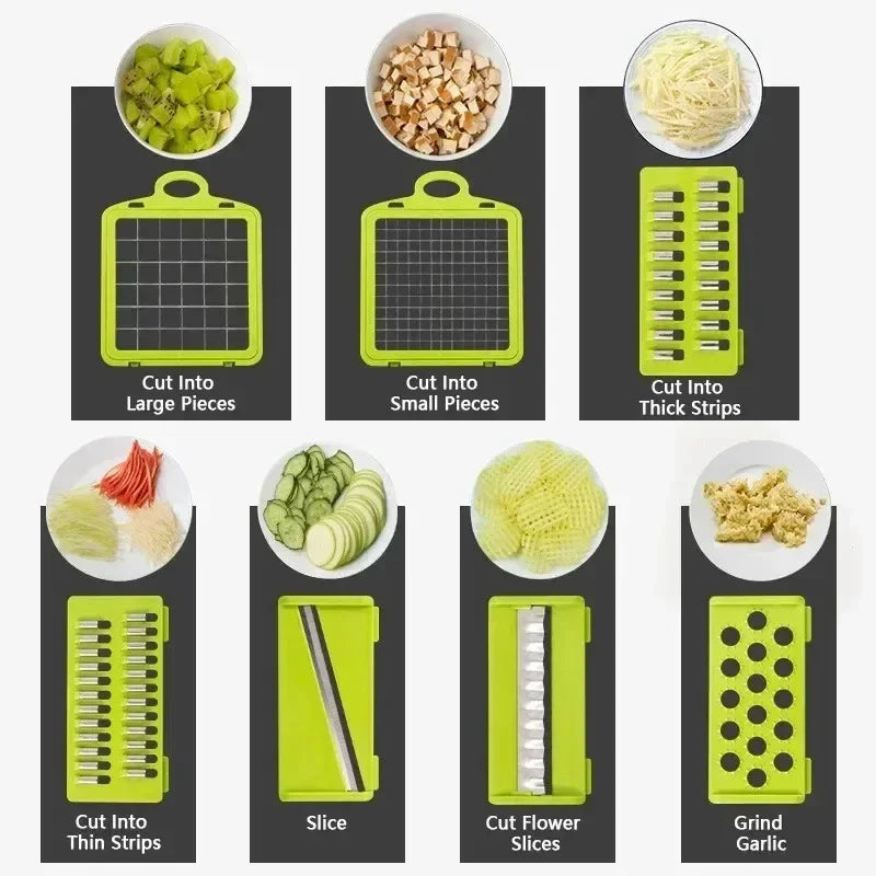 Household multi-function chopper slicing, shredding and dicing fast chopper 14/16-piece set chopper is suitable for the kitchen