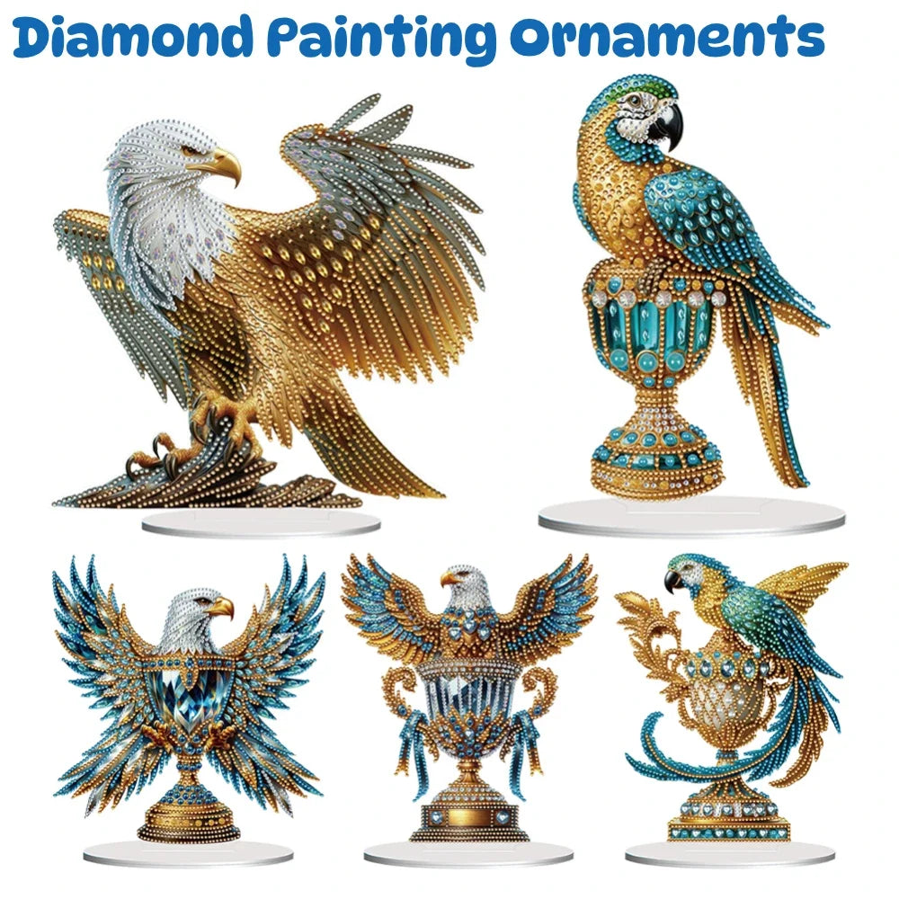 Acrylic Special Shape Eagle Table Top Diamond Painting Ornament Kits 5D DIY Diamond Art Tabletop Decorations Bedroom Table Decor