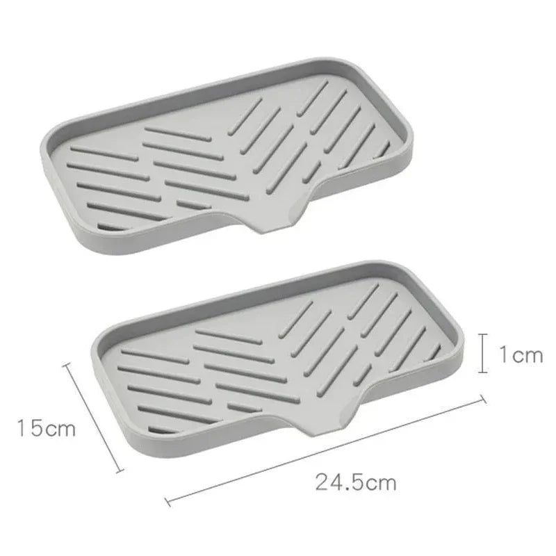 Sink Silicone Tray With drain Soap Sponge Storage Holder Countertop Sink Scrubber Brush Soap Storage Rack Kitchen Organizer