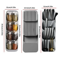 Kitchen Drawer Cutlery Storage Tray Knife Holder Spoon Forks Tableware Organizer Container For Spice Bottles Knives Block Rack
