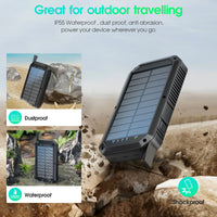10,000mAh Solar Power Bank with Wireless Charging, Type-C Input, 3 USB & Type-C Outputs, LED Light for Outdoor Camping Travel