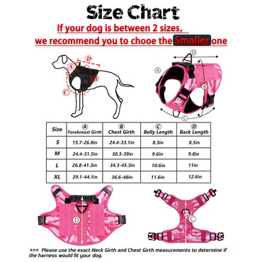 Military Pink Camouflage Dog Harness For Large Medium Dogs Harnesses Leash Adjustable Pet German Shepherd Tactical Training Vest
