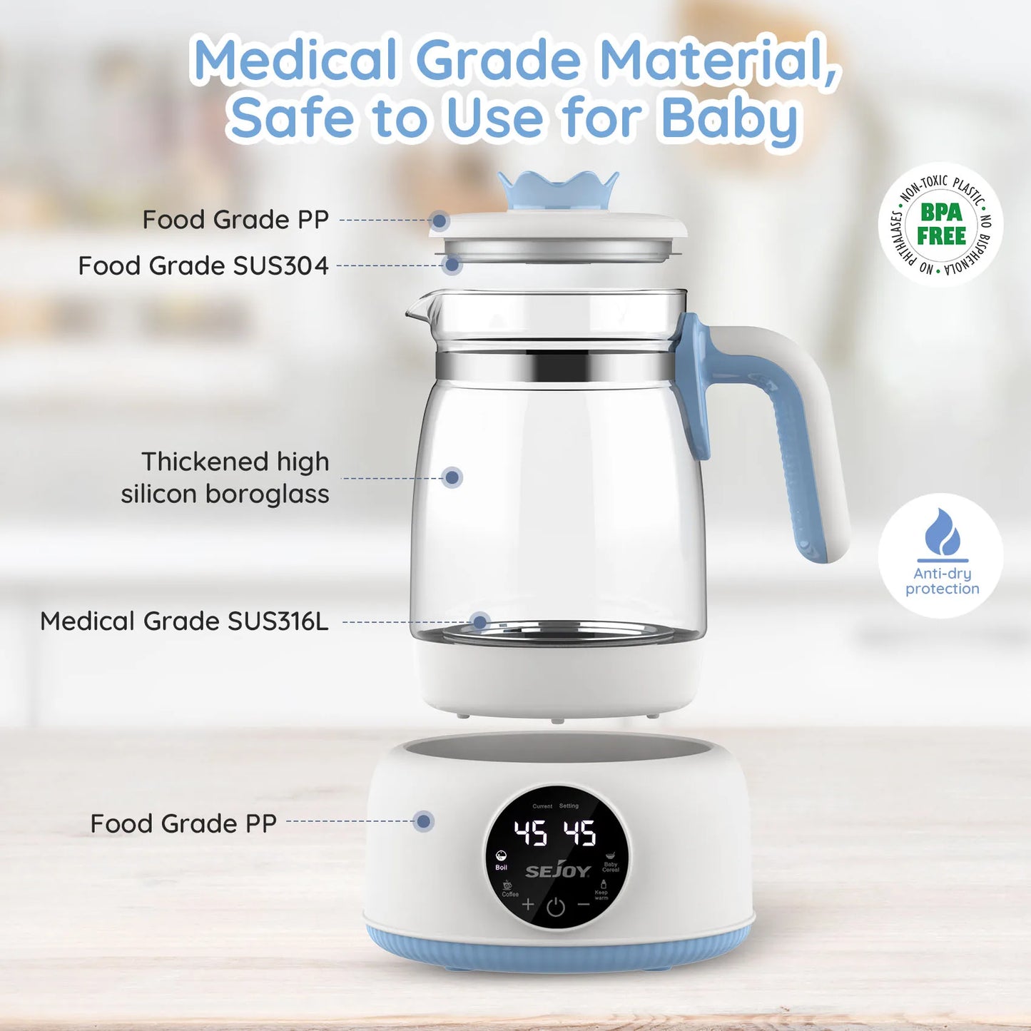 220v/110v  Infant Thermostatic Milk Regulator 800W Electric Baby Formula Kettle Automatic Warmer Feeding Bottle