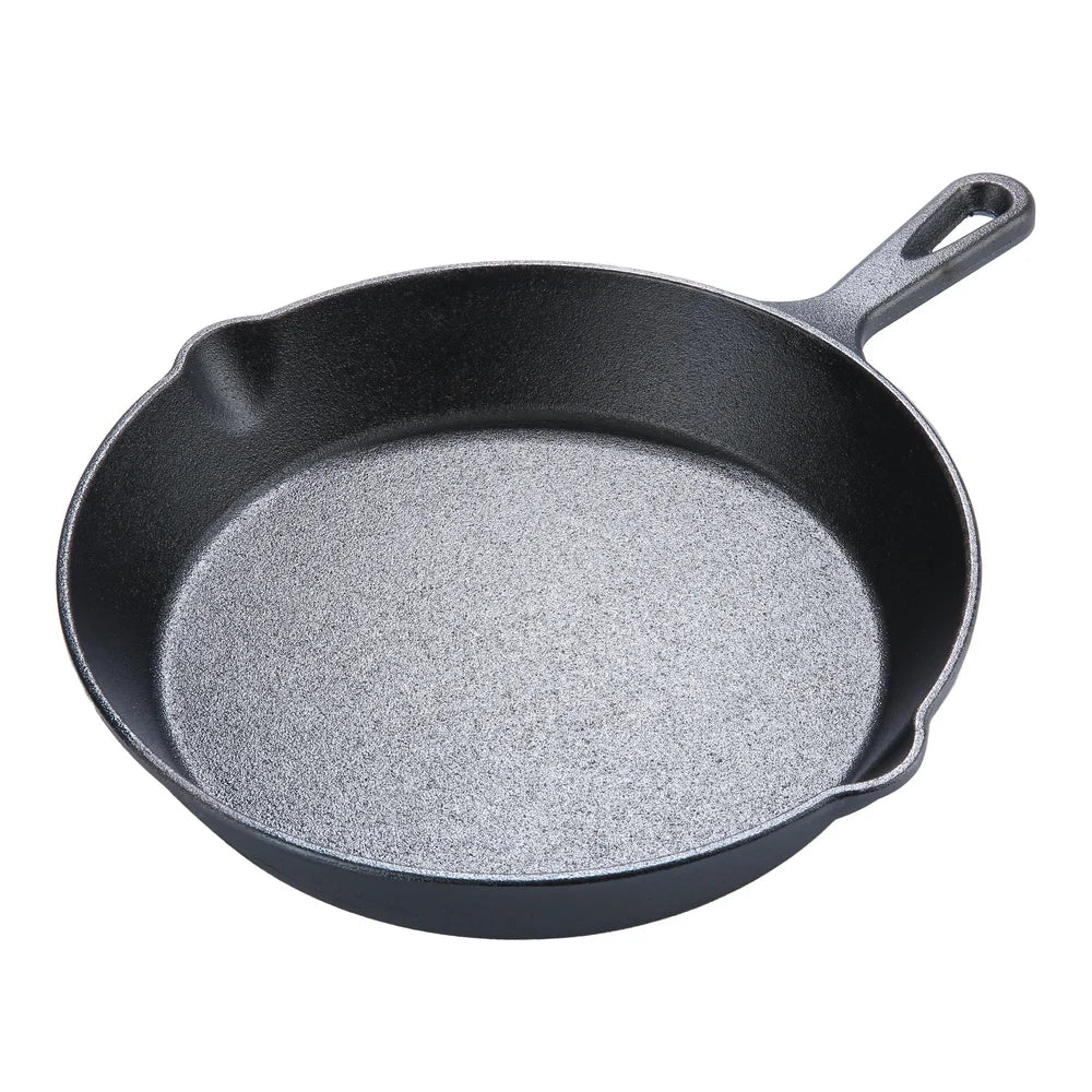 10.5 Inch Pre-Seasoned Cast Iron Skillet Non-Stick Heavy-Duty Kitchen Cookware Ideal Searing Frying Baking Outdoor Camping