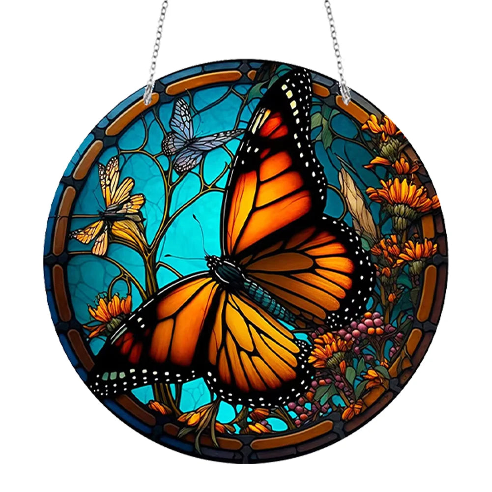 Suncatcher Butterfly Acrylic Window Wall Hanging Ornament Peacock Home Decoration Panel for Garden Corridors and Home Decoration