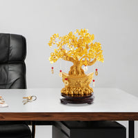 Golden Yellow Crystal Money Tree Pendant Medium Money Tree Decoration Crystal 28cm High Comes with Hanging Money and Base