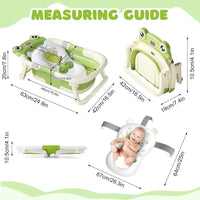 Baby Bath Tub with Bath Cushion Foldable Bathtub with Thermometer Shower Cap Shower Brush for Newborn and Toddler 0-36 Months
