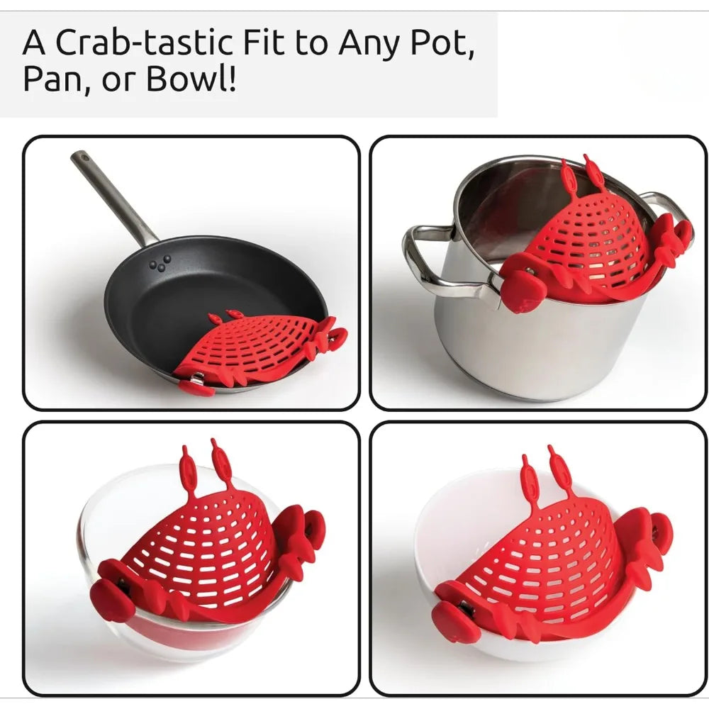 Crab Clip on Filter - Red Crab pasta strainer, noodle strainer, cute kitchen accessories, cool kitchen gadgets