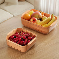 Colander Bowl Set, PET Plastic Drain Basket with Dual-Layer Mesh, Kitchen Strainer for Fruits, Vegetables, Salad, Pasta - Durabl
