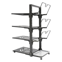4-Tier Pot Organizer 22.05lbs per Tier Carbon Steel Pot Pan Lid Organizer 14.578.920.87in Kitchen Storage Grey/Black Adjustable