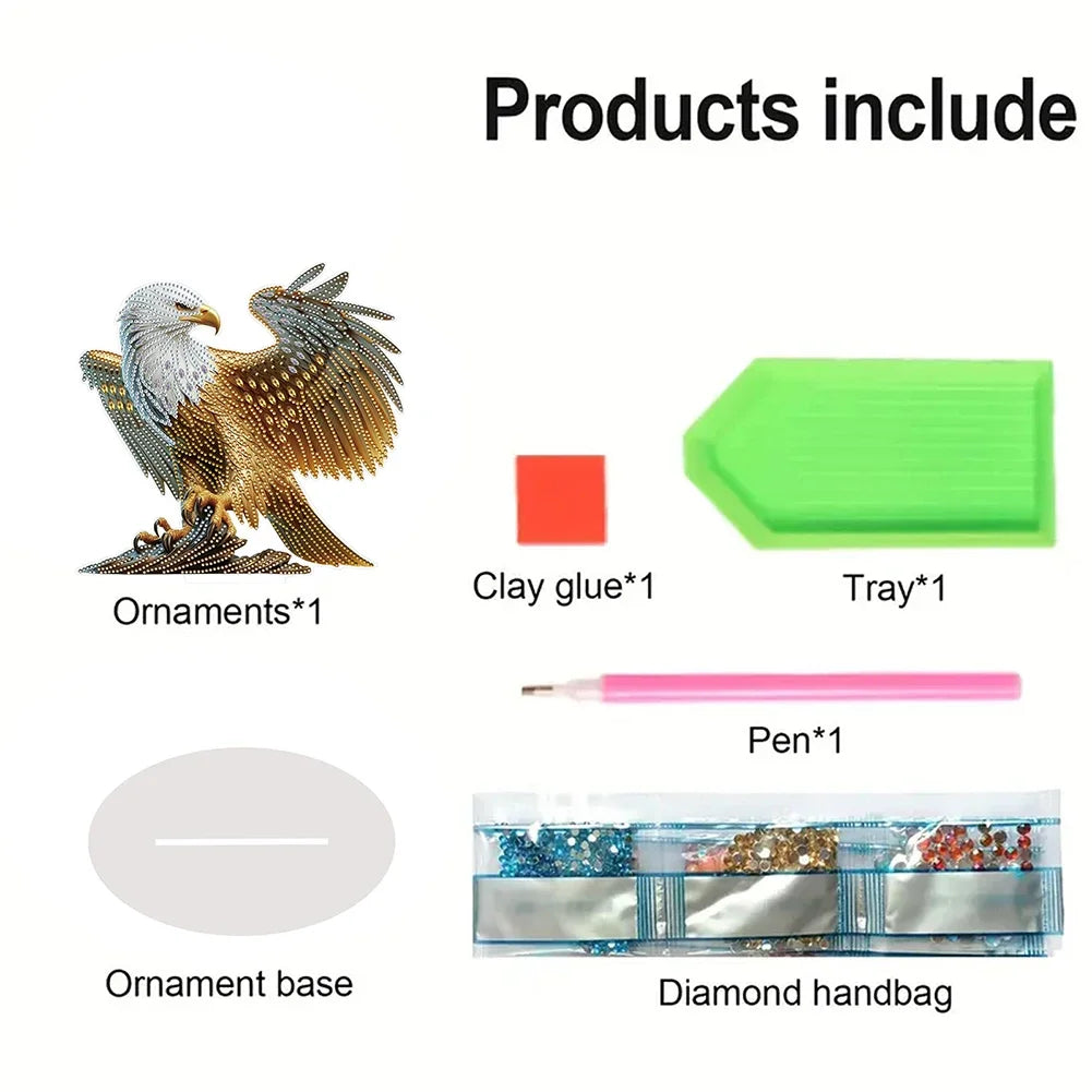 Acrylic Special Shape Eagle Table Top Diamond Painting Ornament Kits 5D DIY Diamond Art Tabletop Decorations Bedroom Table Decor