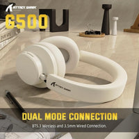 MAMBASNAKE x ATTACK SHARK G500 Wireless Over-ear Noise Canceling Headphones,Bluetooth ANC Gaming Headset