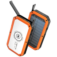 10,000mAh Solar Power Bank with Wireless Charging, Type-C Input, 3 USB & Type-C Outputs, LED Light for Outdoor Camping Travel