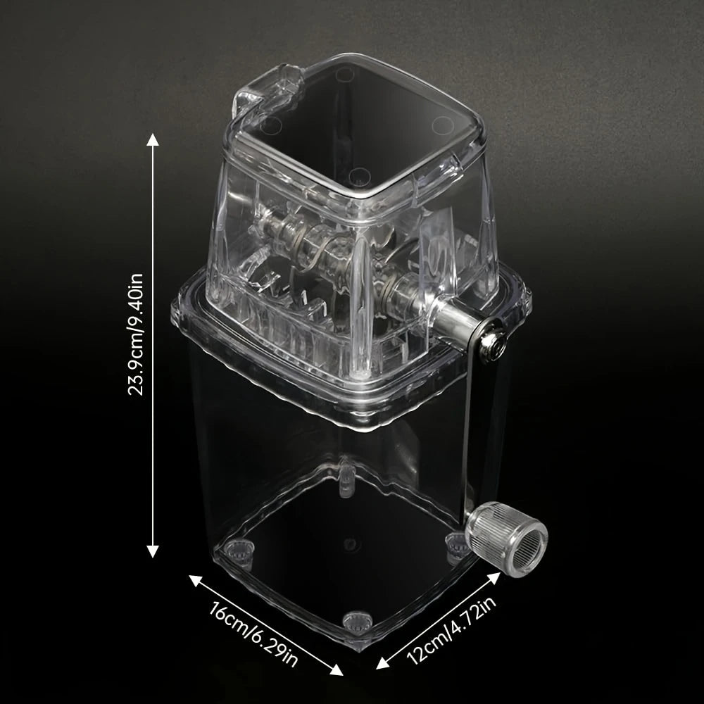 Hand-Crank Ice Crusher - Transparent Black Plastic Shaver for Cocktails, Smoothies, Margaritas - Compact, Portable Kitchen Tool