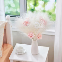 60PCS Faux Pampas Grass Artificial Flowers 21.6in Fluffy White Pampas Fake Flower for Home Wedding Christmas Party Boho Decor