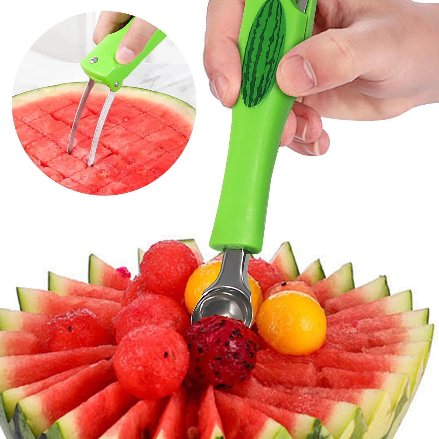 Multi Function Fruit Carving Knife Watermelon Baller Ice Cream Dig Ball Scoop Spoon Baller Kitchen DIY Cold Dishes Tools Gadgets