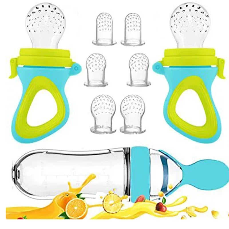Newborn Baby Pacifier Training Rice Spoon Infant Cereal Food Supplement Feeder Tableware Squeezing Feeding Bottle Cup Silicone