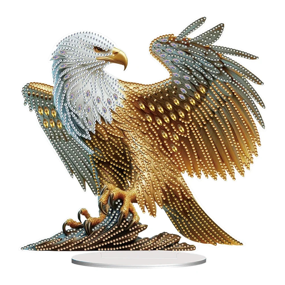Acrylic Special Shape Eagle Table Top Diamond Painting Ornament Kits 5D DIY Diamond Art Tabletop Decorations Bedroom Table Decor
