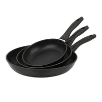 3-Piece Nonstick Skillet Set Aluminum Cookware Easy Clean Lightweight Durable Heat Evenly Dishwasher Safe Riveted Handle Kitchen