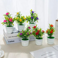 Artificial flowers Bonsai Vase for Home Decoration Mini Potted Festival Wedding Ornamental Flowerpots Bathroom Windowsill Plants