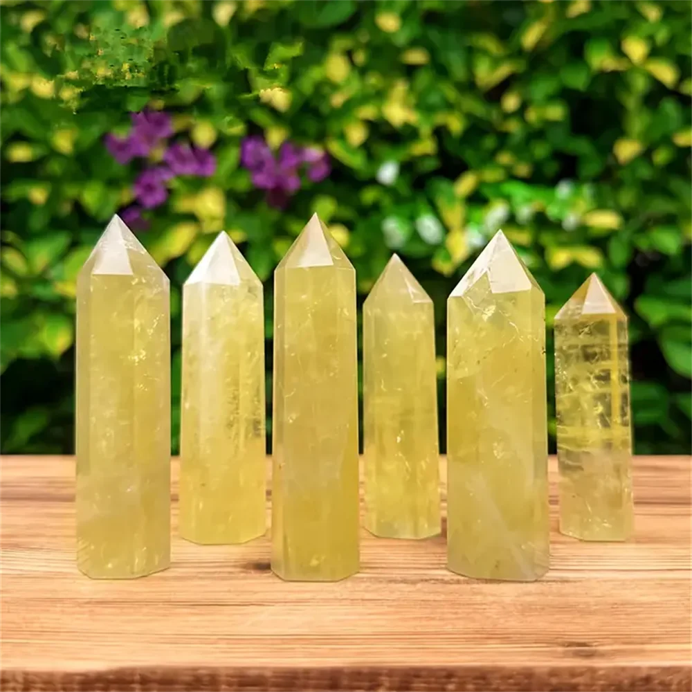 1pc Natural crystal yellow quartz column, yellow quartz rod, beautiful home decoration pyramid