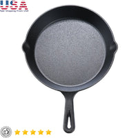 10.5 Inch Pre-Seasoned Cast Iron Skillet Non-Stick Heavy-Duty Kitchen Cookware Ideal Searing Frying Baking Outdoor Camping