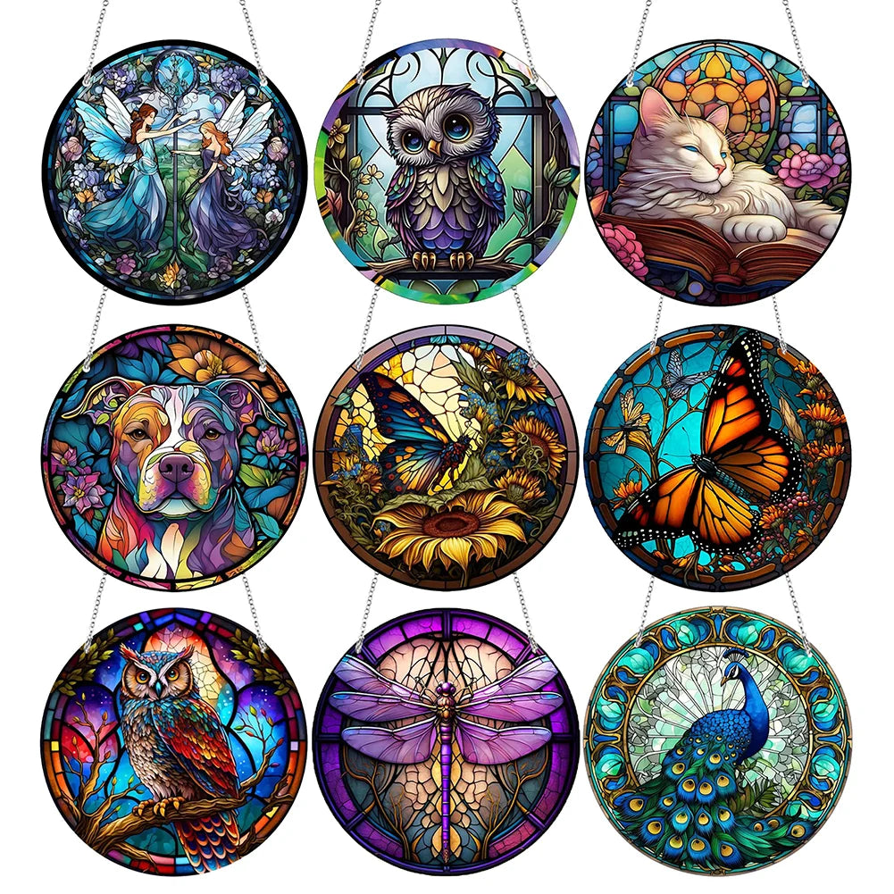 Suncatcher Butterfly Acrylic Window Wall Hanging Ornament Peacock Home Decoration Panel for Garden Corridors and Home Decoration