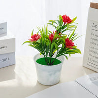 Artificial flowers Bonsai Vase for Home Decoration Mini Potted Festival Wedding Ornamental Flowerpots Bathroom Windowsill Plants
