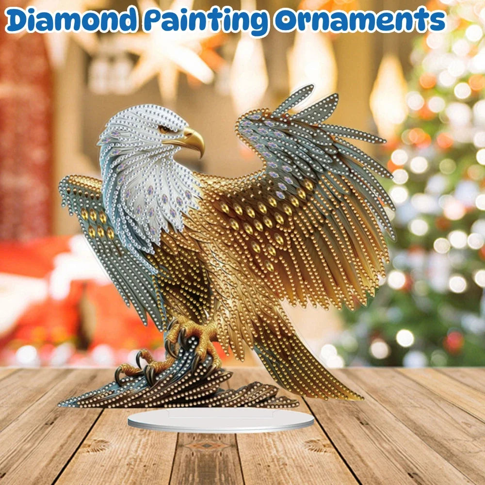 Acrylic Special Shape Eagle Table Top Diamond Painting Ornament Kits 5D DIY Diamond Art Tabletop Decorations Bedroom Table Decor