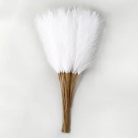 60PCS Faux Pampas Grass Artificial Flowers 21.6in Fluffy White Pampas Fake Flower for Home Wedding Christmas Party Boho Decor