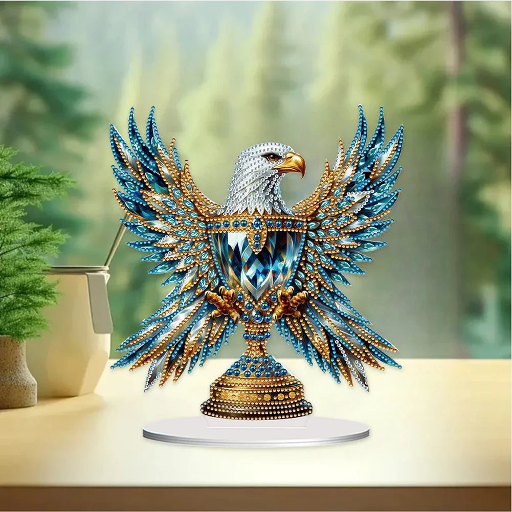 Acrylic Special Shape Eagle Table Top Diamond Painting Ornament Kits 5D DIY Diamond Art Tabletop Decorations Bedroom Table Decor