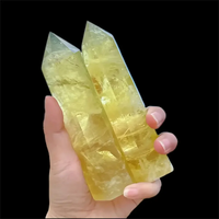 1pc Natural crystal yellow quartz column, yellow quartz rod, beautiful home decoration pyramid