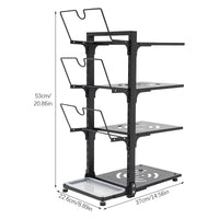 4-Tier Pot Organizer 22.05lbs per Tier Carbon Steel Pot Pan Lid Organizer 14.578.920.87in Kitchen Storage Grey/Black Adjustable