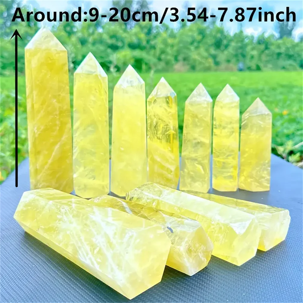 1pc Natural crystal yellow quartz column, yellow quartz rod, beautiful home decoration pyramid
