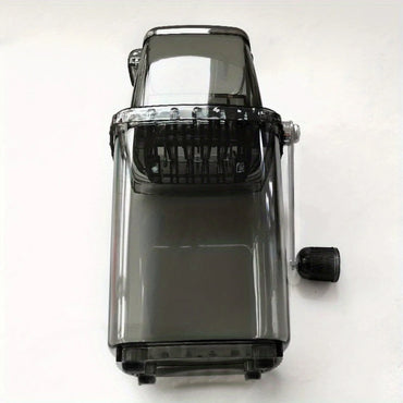 Hand-Crank Ice Crusher - Transparent Black Plastic Shaver for Cocktails, Smoothies, Margaritas - Compact, Portable Kitchen Tool