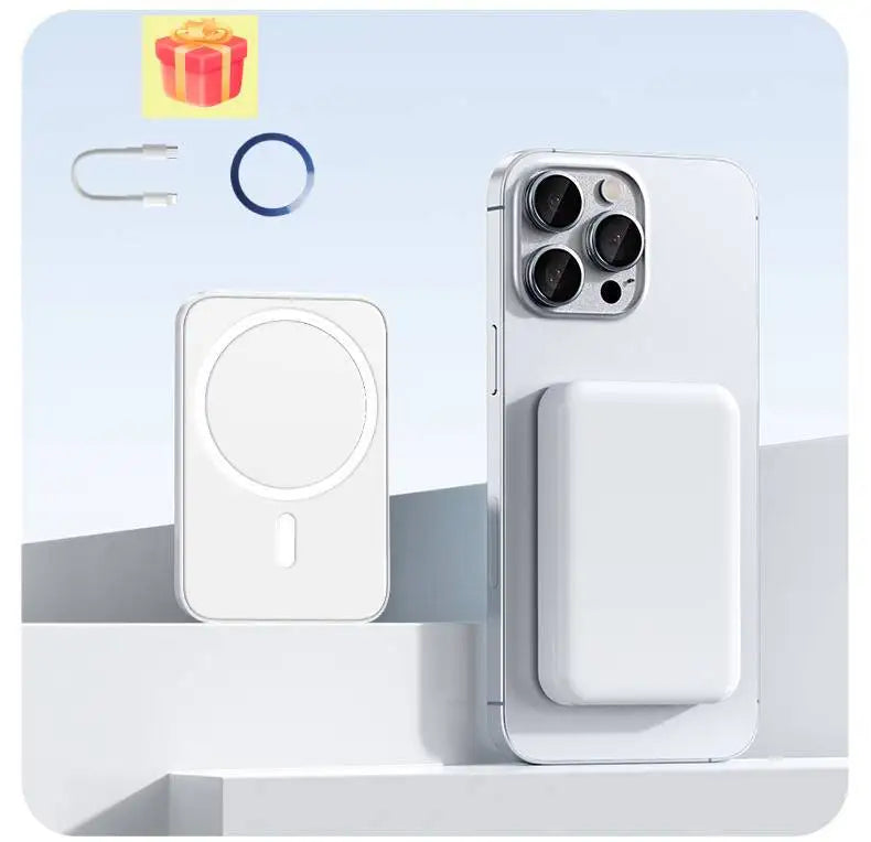 "Lightweight Magnetic Power Bank: 10000mAh, Fast Charging +FCC Certified. Perfect for iPhone 16/17!"