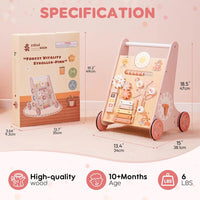Robotime Robud Wooden Baby Walker with Wheels Montessori Push Toys for Babies Learning to Walk Baby Walkers Activity Center