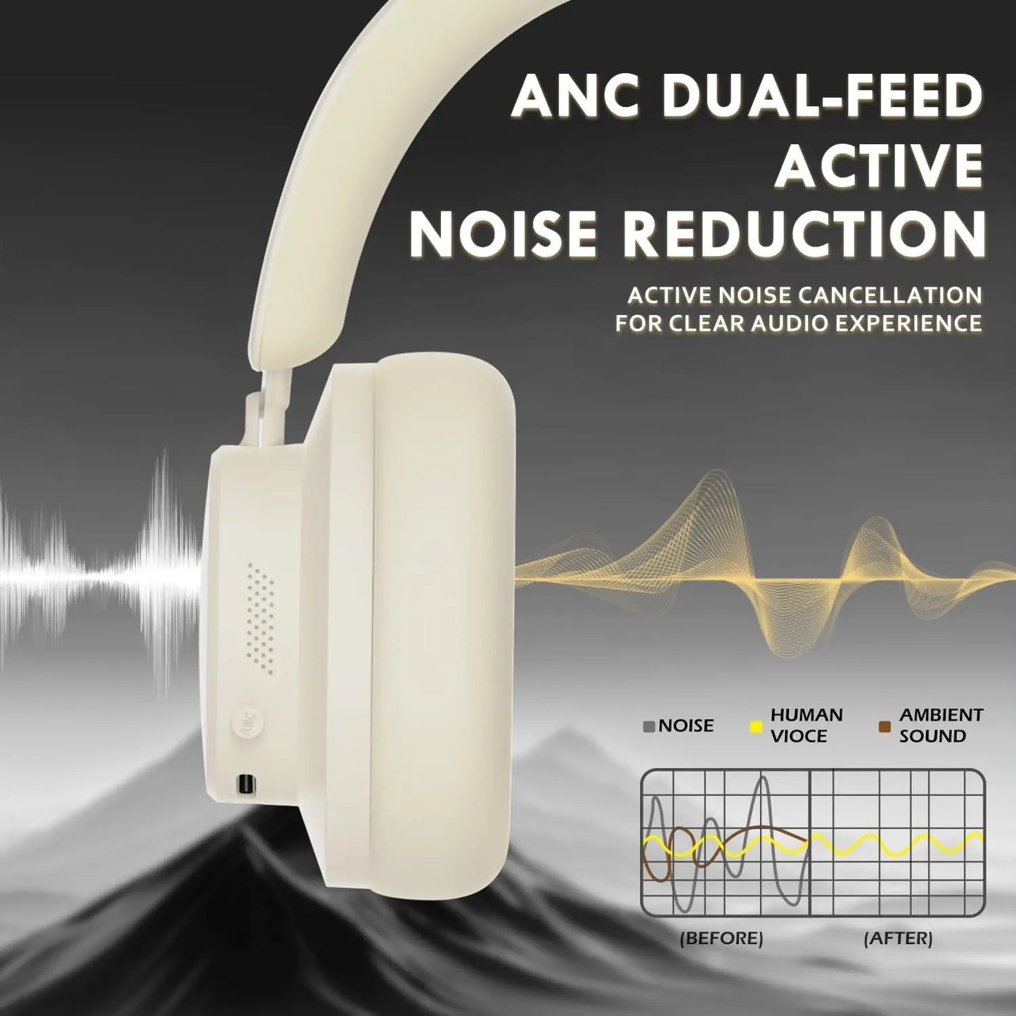 MAMBASNAKE x ATTACK SHARK G500 Wireless Over-ear Noise Canceling Headphones,Bluetooth ANC Gaming Headset