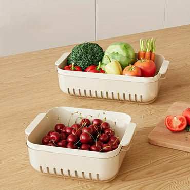 Colander Bowl Set, PET Plastic Drain Basket with Dual-Layer Mesh, Kitchen Strainer for Fruits, Vegetables, Salad, Pasta - Durabl