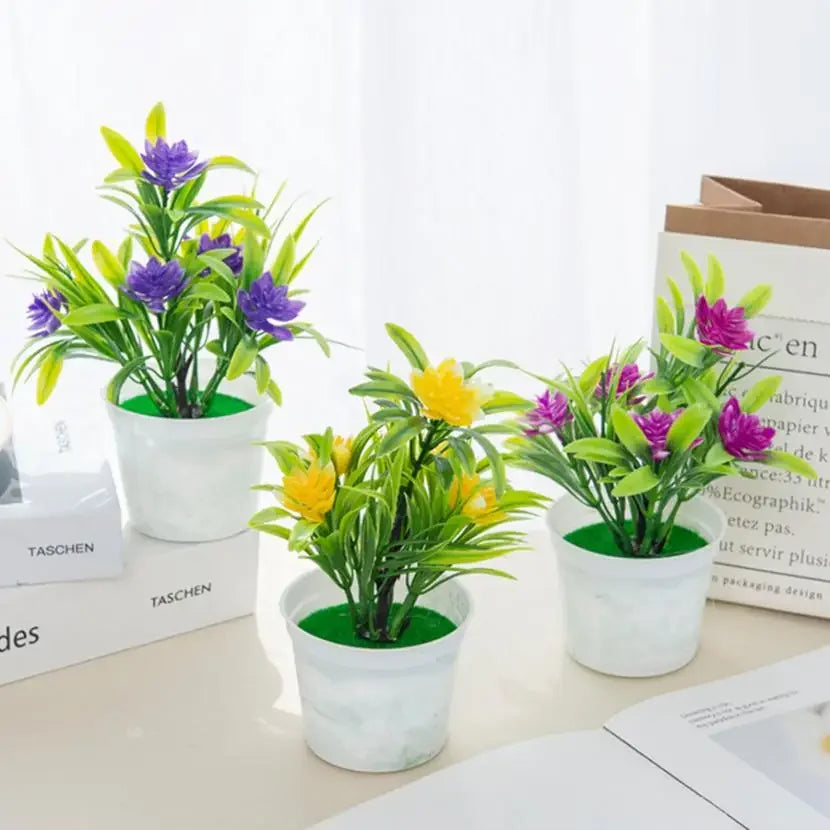 Artificial flowers Bonsai Vase for Home Decoration Mini Potted Festival Wedding Ornamental Flowerpots Bathroom Windowsill Plants