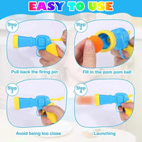 Cat Toy Ball Launcher Gun with 50-100Pc Pom Pom Plush Balls Interactive Fetch Shooting Gun for Cats Pet Play Equipment