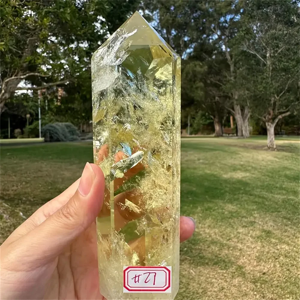 1pc Natural crystal yellow quartz column, yellow quartz rod, beautiful home decoration pyramid