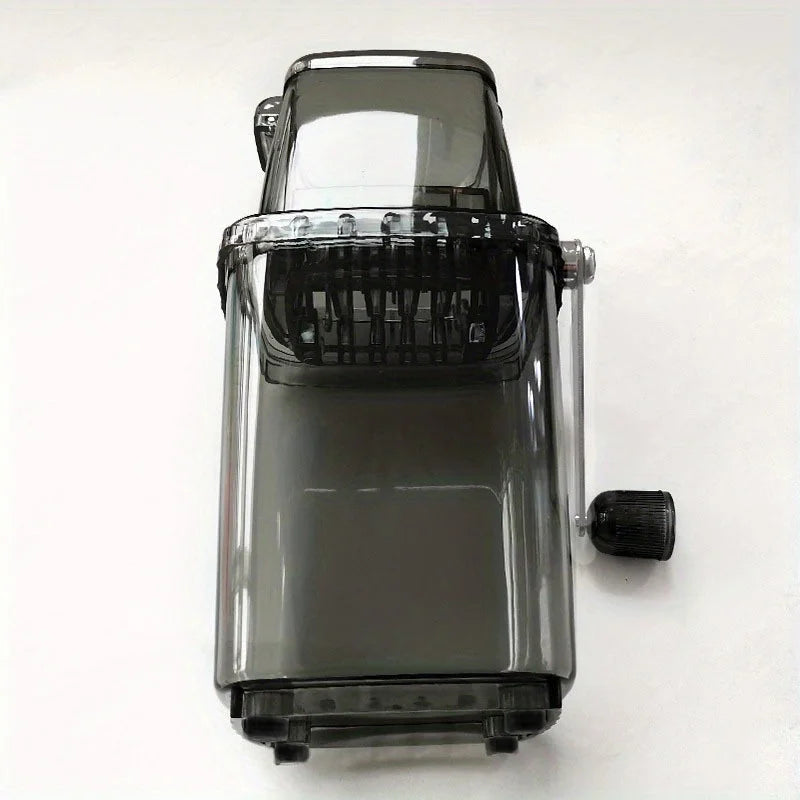 Hand-Crank Ice Crusher - Transparent Black Plastic Shaver for Cocktails, Smoothies, Margaritas - Compact, Portable Kitchen Tool